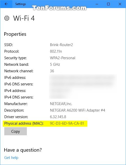 windows command mac address for wifi